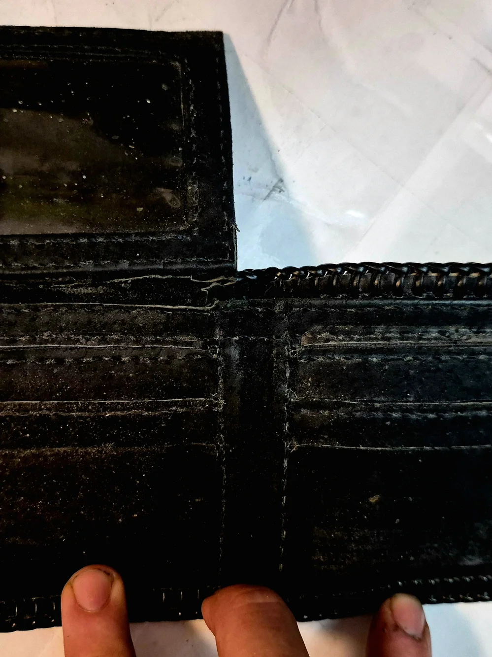 Green Snakeskin Bifold Wallet Ombre Python Pattern Whipstitch Edge